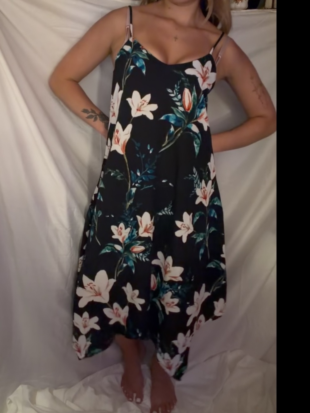 New C&E Black Floral Dress